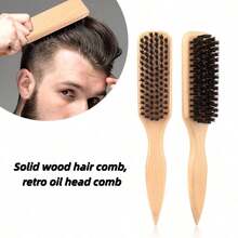 1/2pcs Unisex Beard Brush - Non-Pointed Horsehair Professional Styling Brush, Suitable For Thick/Thin Hair, Fast Cleaning Tool Comb Hair Styling Tool Kit - Multicolor - View 2