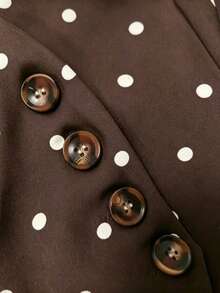 Women's Summer Casual Polka Dot Print Backless Halter Top - Coffee Brown - View 3