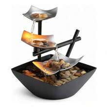 Decorative Fountain For Home And Garden With LED Lights - Black - View 1