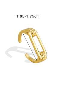 18K Gold Plated Paperclip Open Ring Brass Geometric Adjustable Stackable Finger Ring For Women Daily Jewelry - Yellow Gold - View 5