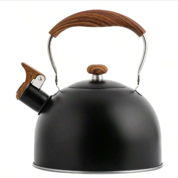 Kettle Stove Top, 2.5L Kettle For Boiling Water With Loud Whistle, Tea Kettle Stove Top Whistling, Stainless Steel Water Kettle With Wood Grain Handle For Gas & Electric Stoves