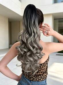 20-24 Inch Long Wavy Synthetic Hair Ponytail Extensions, Claw Clip On, Light Brown Color, Suitable For Daily Wear - Multicolor - View 2