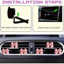 3/4/6 Pcs Pink Bow Car Interior Cute Car Interior Accessories Car Air Vent Decoration Clip Bow Car Air Vent Decoration Clip - A - View 5