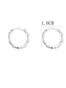 1 Pasang Anting Hoop Perak Kecil Asimetris, Anting Minimalis Elegan dan Manis untuk Wanita, Gaya Populer - Perak - View 5