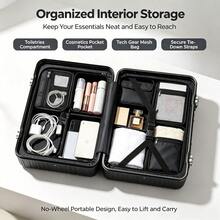 12-Inch Mini Makeup Case - Portable Hard-Shell Makeup Bag/Jewellery Organiser, A Travel Must-Have, Perfect For Girls, Cute Little Box, Versatile And Simple. A Gift For Her - Beauty Storage Case.-Black - Black - View 3