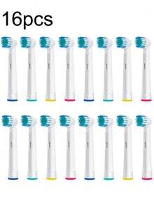 16 piezas/Set Cabezales de cepillo de repuesto, Adecuados para cepillos de dientes eléctricos, Blanco - Blanco - Ver 12