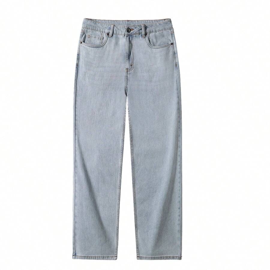 CAMEL CROWN Men's Spring Jeans - Loose Fit, Versatile, Casual, Washed, Breathable Long Trousers - Light Blue - View 1