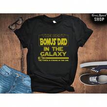 Camiseta para Hombre "El Mejor Papá Bónus de la Galaxia" // Amo a mi Genelé // Genelé Jedi // Camiseta de Genelé // Papá Skywalker // Regalo para Él - Negro - Ver 1