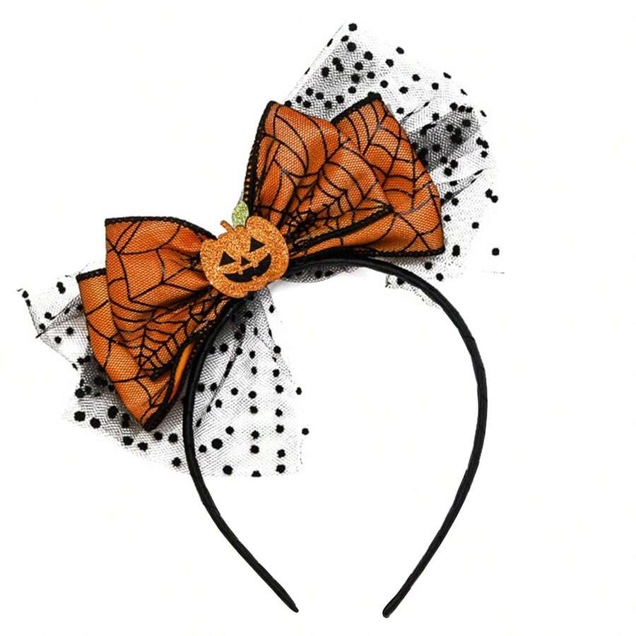 Diadema de Calabaza de Acción de Gracias - Accesorio para el Cabello con Tema de Otoño con Lazo de Encaje Amarillo; Adecuado para Fiesta de Navidad, Cumpleaños, Cosplay y Accesorios para Fotos; Accesorio para el Cabello para Mujeres y Niñas; Accesorio para el Cabello de Halloween. - Arco - Ver 1
