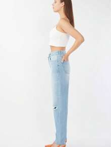 Jeans de mujer con rodillas rotas azul claro - Azul cielo - Ver 3