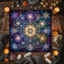 1pc Tree Of Life Tarot Card Tablecloth Altar Cloth Sun Moon Starry Sky Tarot Tablecloth For Spread Tarot Reading Cover Decor - Multicolor - View 2