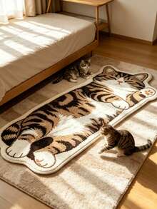 1pc Cat Long Strip Pattern Bedroom Decor Rug, Decorative Rug, Bedroom Decor, Small Rug, Rug, Home Decor, Living Room Rug, Living Room Small Rug, Bedroom Rug, Living Room Home Decor, Outdoor Rug, Washable Rug - Multicolor - View 4