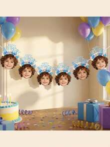 6/12 Sets Customized Photo Face Banner Party Decoration, Personalized Funny Hanging Flag, Suitable For Birthday Celebration And Home Party Atmosphere, Customized Photo Flag Display, Customizable Atmosphere Banner Gift, Party Decoration And Photo Props - Multicolor - View 3