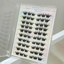 MIXIAOHE 60 Clusters 8-15mm Doll Cat Lash Clusters, Slanted Manga Style With Dense Natural Strands, Delicate Girl Group Aesthetic, Photogenic Segmented Lashes For Daily And Party Eye Makeup - View 11
