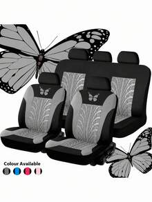 9pcs/4pcs Universal Butterfly Pattern Embroidered Car Seat Covers - Polyester Fabric, All Season, Airbag Compatible, Hand Washable - Suitable For Sedan, Van (4pcs Set With 2 Seats & 9pcs Set With 5 Seats Options) - ZYT5 - View 15