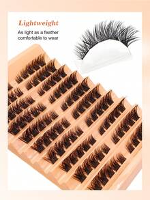 100pcs Fluffy Individual Lashes, Cat Eye Cluster Design, Segmented For DIY Makeup, Beginner-Friendly, Reusable,Lash Clusters,Tweezers. - D - View 5