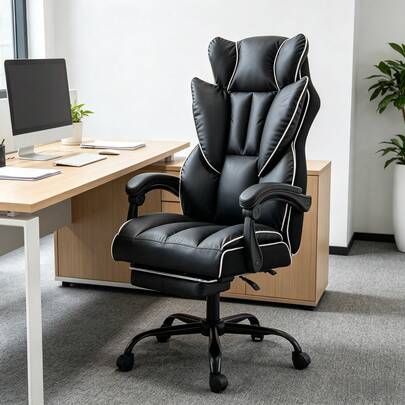 Vanity Chair With Thickened Cushion, Ergonomic Desk Chair, Adjustable Footrest Computer Chair, Suitable For Entertainment And Office Use.