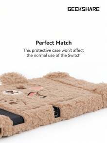 GeekShare Plush Bear Case Compatible With Switch 2017 - Brown - View 7