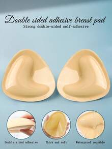2pcs Silicone Triangle Thick Adhesive Bra, Double-Sided Self-Adhesive Invisible Nipple Covers - Multicolor - View 2