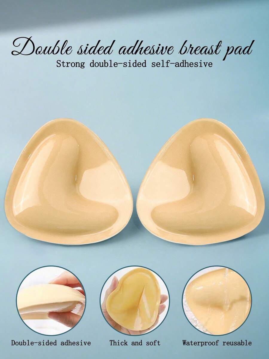 2pcs Silicone Triangle Thick Adhesive Bra, Double-Sided Self-Adhesive Invisible Nipple Covers