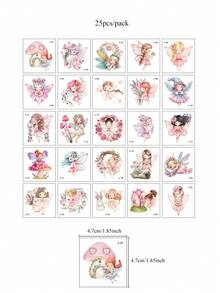 25pcs Waterproof Unicorn Pattern Tattoo Stickers, Disposable Temporary Tattoos For Children, Sweat-Proof Flower Fairy Fake Tattoo For Kids, Cute Cartoon Body Stickers Hand Tattoo Suitable For Party, Daily Time, Festival, Birthday Gifts - Multicolor - View 10
