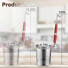 Stainless Steel Pasta Strainer With Wooden Handle, 12 Cm Fine Mesh Kitchen Sieve For Pasta, Dumplings & Vegetables - Silver - View 3