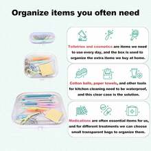1pc PET Transparent Hard Shell Zipper Storage Box Set, Waterproof & Wipeable, For Makeup, Stationery, Dorm, Bathroom, Closet, Portable Small Item Organizer, Home, Travel, Holiday Essential Storage Bag - Multicolor - View 4