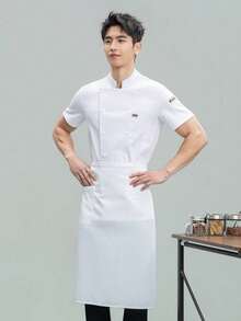 New Chef Uniform Short Sleeve Premium White Breathable Mesh Unisex High-End Hotel Kitchen Western Restaurant Fast Food BBQ Bakery Coffee Shop Apparel - White - View 4