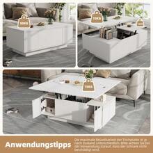 Modern Coffee Table With Double Lifting Mechanism, Hidden Storage Space – Load Capacity Up To 50 Kg - 白色 - 查看 6