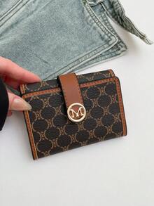 Women's Letter Print Tri-Fold Wallet With Coin Purse & Card Holder, Large Capacity, Travel Essential, Versatile. - Coffee - View 4