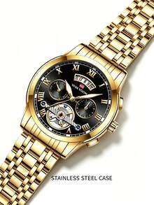 VA VA VOOM Brand Men's Watch, Stainless Steel Fashion Strap, Analog Tourbillon Design, Calendar Movement, Business Men's Quartz Watch - one-size - View 9