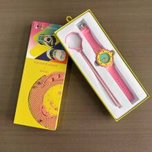 Contrast Color Silicone Women's Quartz Watch, Gift Box Set With Matching Color Leather Bracelet, Casual Versatile Wristwatch, Detachable Watch Head, Exquisite Gift Watch Set For Dating (1pc/Set) Includes Watch Box - Hot Pink - View 4
