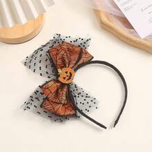 Diadema de Calabaza de Acción de Gracias - Accesorio para el Cabello con Tema de Otoño con Lazo de Encaje Amarillo; Adecuado para Fiesta de Navidad, Cumpleaños, Cosplay y Accesorios para Fotos; Accesorio para el Cabello para Mujeres y Niñas; Accesorio para el Cabello de Halloween. - Arco - Ver 4