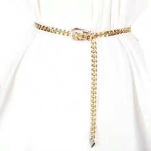 Große Größen Damen Metalldicker Kette Gürtel, Modeaccessoire für Kleider, Blusen, Oversized - Gold - Übersicht 4