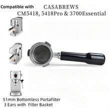Bottomless Portafilter 51mm Compatible With CASABREWS CM5418, 5418Pro & 3700Essential - Stainless Steel 3-Ear Portafilter With Filter Basket - Multicolor - View 5