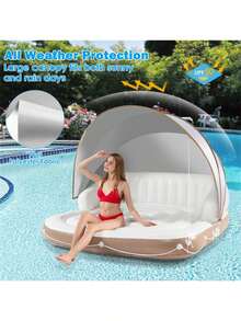 Colchón flotante inflable para piscina con parasol - como foto - Ver 3