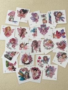 25pcs Waterproof Unicorn Pattern Tattoo Stickers, Disposable Temporary Tattoos For Children, Sweat-Proof Flower Fairy Fake Tattoo For Kids, Cute Cartoon Body Stickers Hand Tattoo Suitable For Party, Daily Time, Festival, Birthday Gifts - Multicolor - View 6