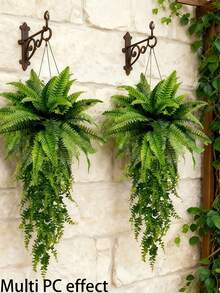 Set di piante artificiali appese con felci e fiori - Verde finto fai-da-te 51cm/75cm, adatto per decorazione di casa, giardino, patio (3 pezzi) - Green  Group - Visualizzare 2