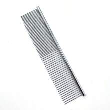 1pc Heavy Duty Professional Cat & Dog Universal Comb - Stainless Steel Dense Tooth Design, Suitable For Long, Thick Curly Or Straight Hair - Friction-Reducing Design, Ideal For Professional And Home Use - Perfect Choice For Pomeranian, Samoyed, Afghan Hound - Durable Pet Grooming Tool, Comfortable Handle Comb, Suitable For Deshedding And Trimming - Silver - View 12