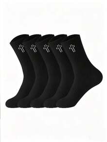 Men's Cross Design Sports Casual Socks, Breathable And Sweat-Absorbing, Versatile Style - Multicolor - View 10