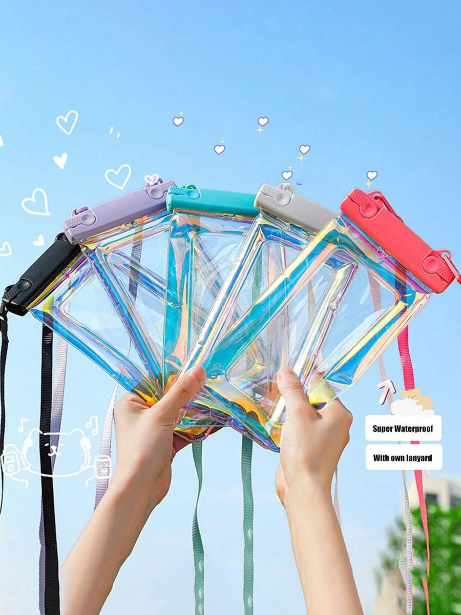 1pc IPX8 Waterproof Phone Pouch With Lanyard, Touchscreen High-Definition Photography, Thickened PVC Leak-Proof Wear-Resistant, Fits Phones Up To 8.3 Inches, Universal For All Models, Suitable For Swimming, Diving, Rafting, Outdoor, School Trip, Vacation, Camping, Beach, Multi-Function Waterproof Phone Protective Case - Multicolor - View 1