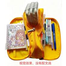 Large Capacity 3-Compartment Pencil Case, Pencil Pouch, Suitable For School, Teens, Girls, Boys, Men, Women - Bright Yellow - View 8