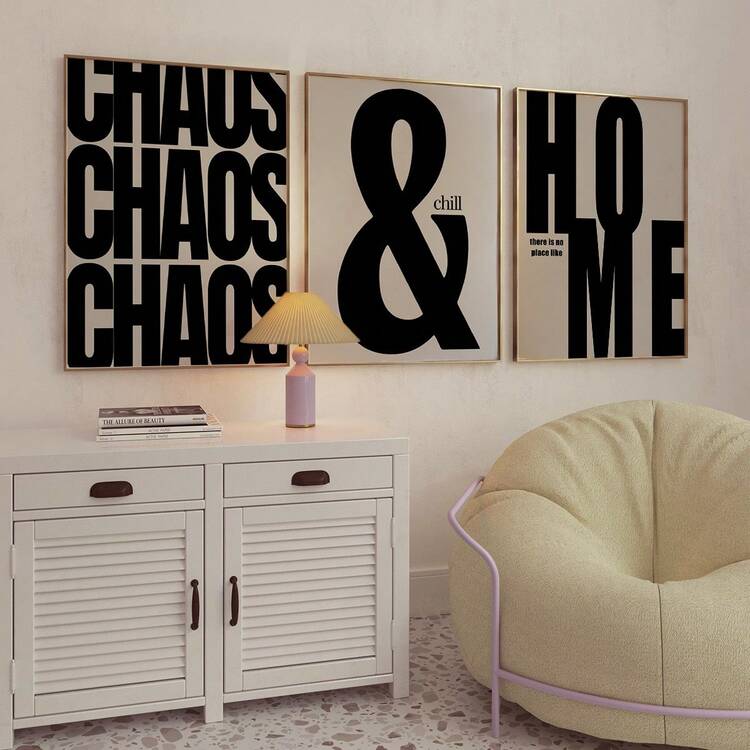 3-Piece Set Minimalist Text Canvas Wall Art, Optional Frameless Or