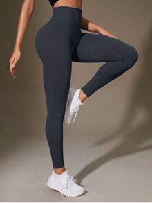 Set Of 3 Ribbed High-Waisted Leggings In High-Compression Polyamide - Pto/Marine/Lead - View 7
