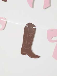 1 Set Pink Western Cowboy Party Banner, Disco Cowgirl Party Backdrop Hanging Decoration Garland, Western Cowboy Theme Baby Girl Birthday Photography Prop, Baby Shower Decoration, Mudguard Decoration, Wedding Decoration, Baby Party Gift Bag Filler, Western Cowboy Birthday Party Supplies - Pink Cowboy Boots - View 8
