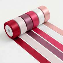 6 Rolls 25mm/10 Yards Full Color Holiday Party Decorative Satin Ribbon, Create Fresh Style + Rose Satin Shiny High Density Fabric, Suitable For Fresh Scene Decoration + Floral Arrangement + Handicraft + Gift Packaging Decoration - View 19