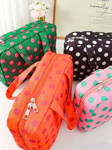 1 pieza Bolsa de aseo de viaje con separación seca-húmeda de cuatro pliegues, bolsa de maquillaje portátil con lunares, organizador de maquillaje de gran capacidad, bolsa de cosméticos, bolsa de cuidado de la piel, estuche de maquillaje, bolsa de cosméticos, regalo para dama de honor, regalo para mamá, regalo de viaje, esencial de viaje, esencial de crucero - Multicolor - Ver 9