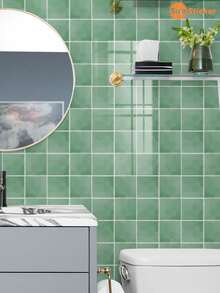 1/16 Pegatinas de pared autoadhesivas de color Dopamina, unicolor brillante, cuadrados de PET, azulejos de pared autoadhesivos, resistentes al agua y al calor, sin residuos, para cocina, baño, apartamento, renovación | Revestimiento de pared DIY de bajo presupuesto, pegatinas de salpicadero de fácil instalación - Mármol cuadrado - Ver 9