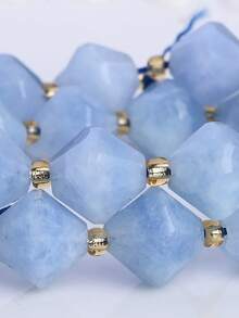 1 Strand Natural Aquamarine Stone Beads 6-10mm Faceted Bicone Shape Beads For Jewelry Making Diy Beading Accessories - Multicolor - View 8