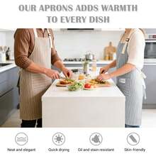 1pc Adjustable Kitchen Apron With Pockets, Striped Design, Unisex Chef Apron, Suitable For Kitchen, Gardening, Restaurant, BBQ, Coffee Shop - A - View 8